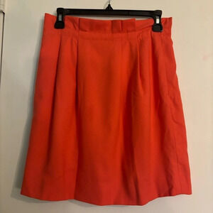 J. Crew Womens Coral Wool Blend Fully Lined Pleated Mini Skirt Paperbag Waist 4
